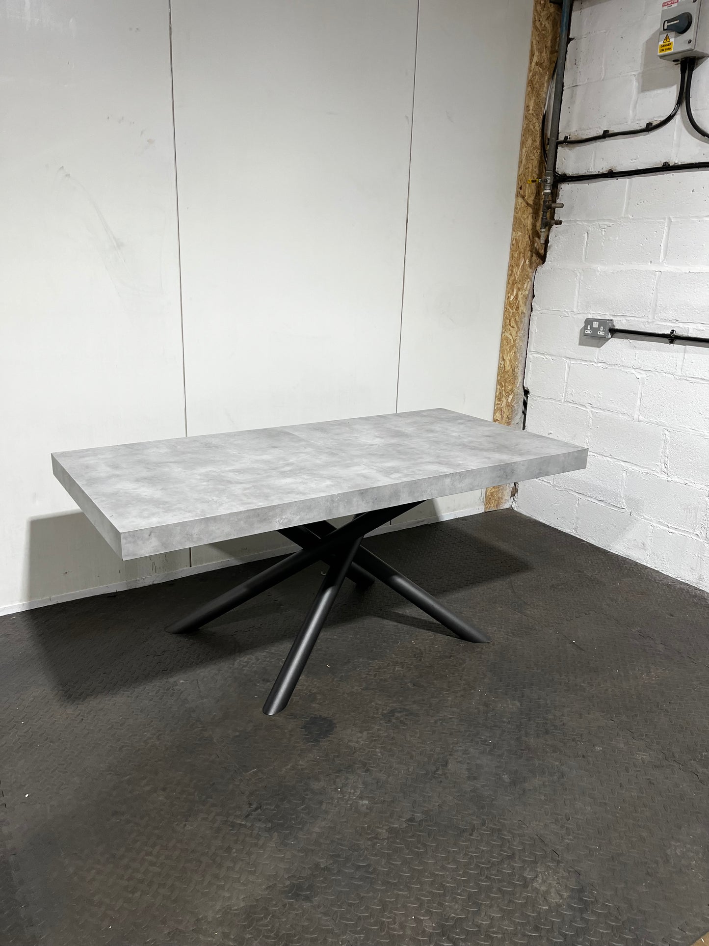 Grey Concrete Effect Extendable Dining Table