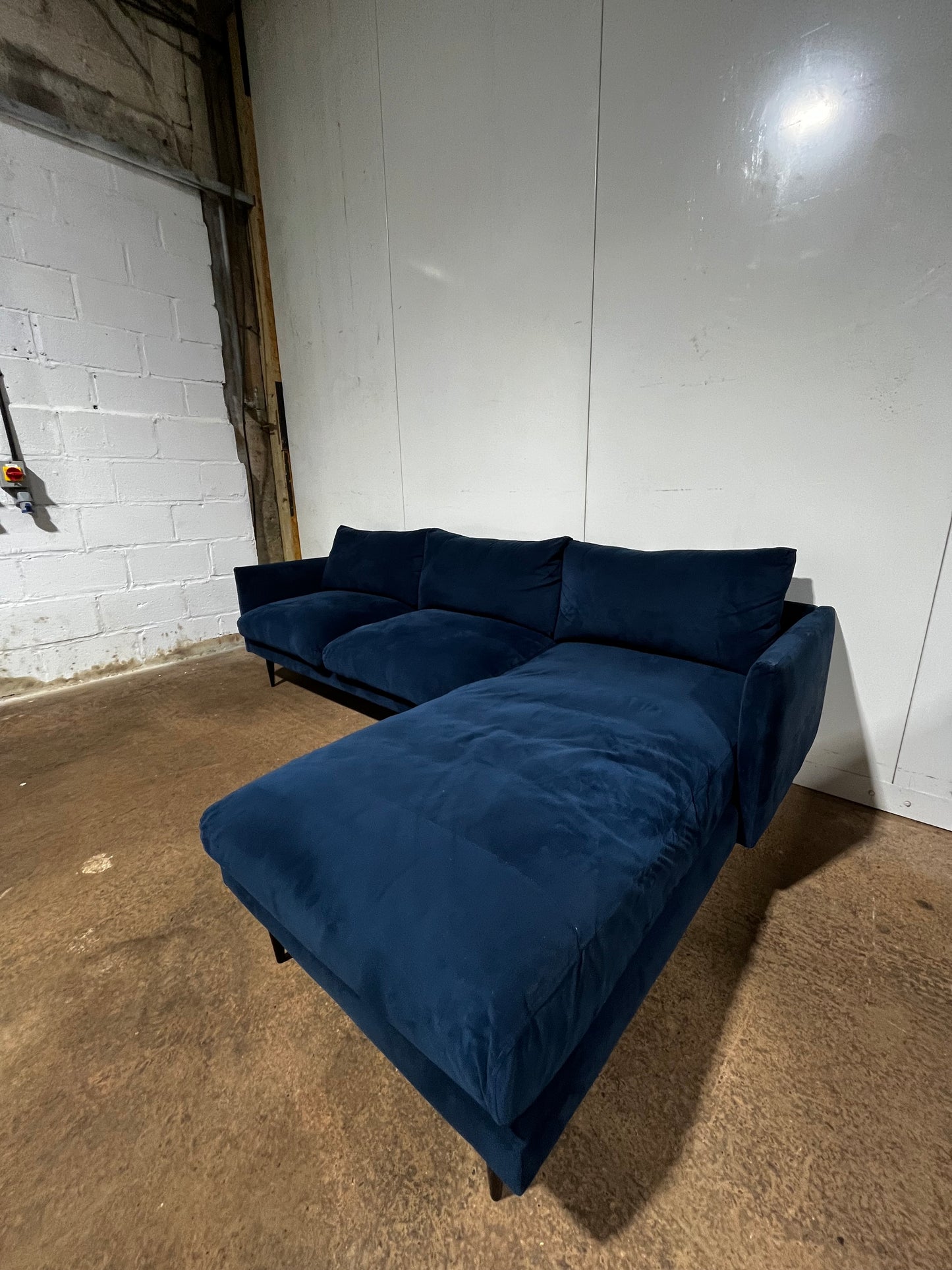 Blue Velvet L Shape Sofa