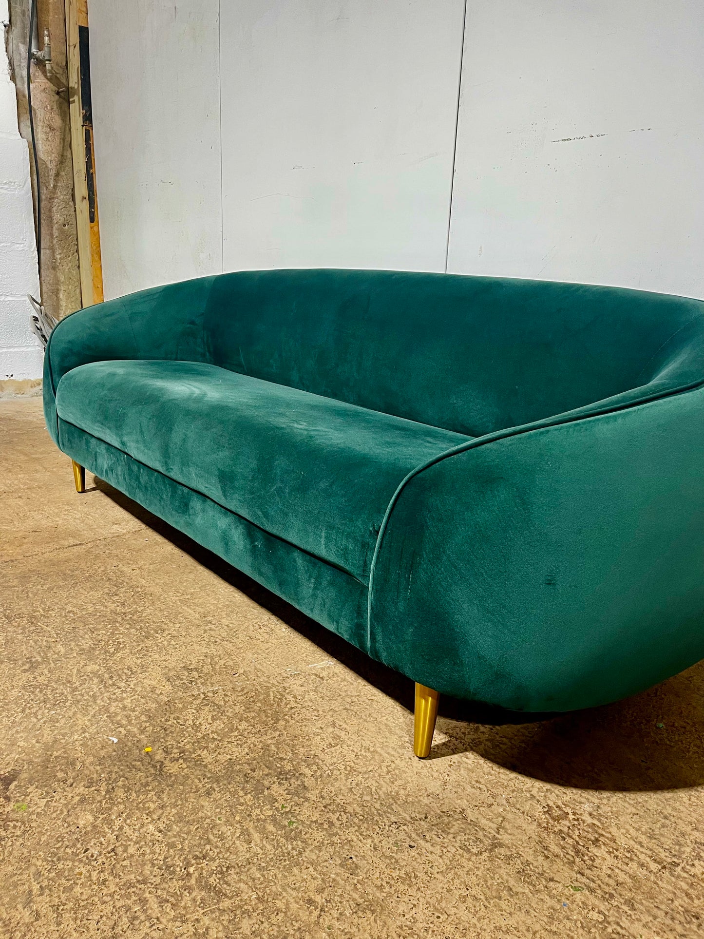 Trudy Made.com Green Velvet 3 Seater Sofa