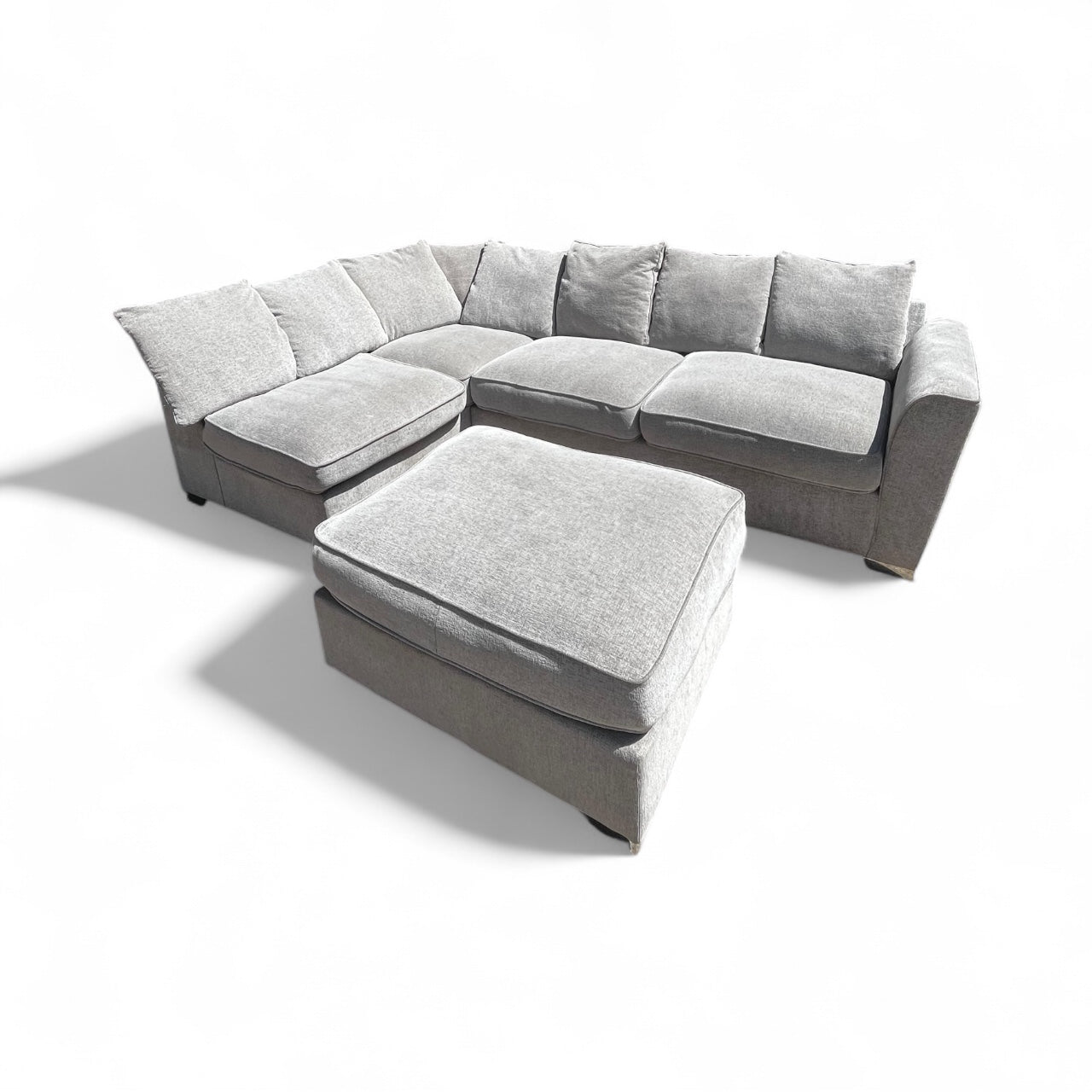 Furniture Village Grey L Shape Sofa & Footstool