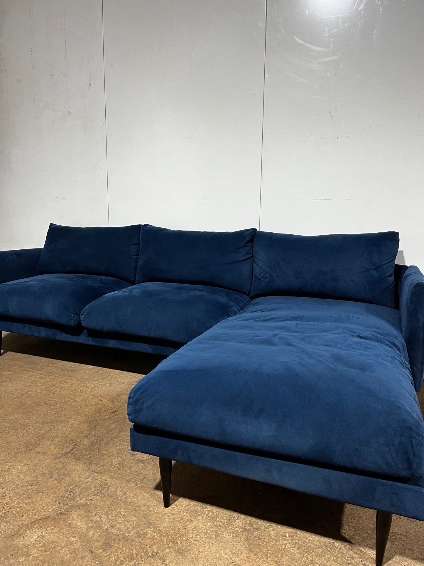 Blue Velvet L Shape Sofa