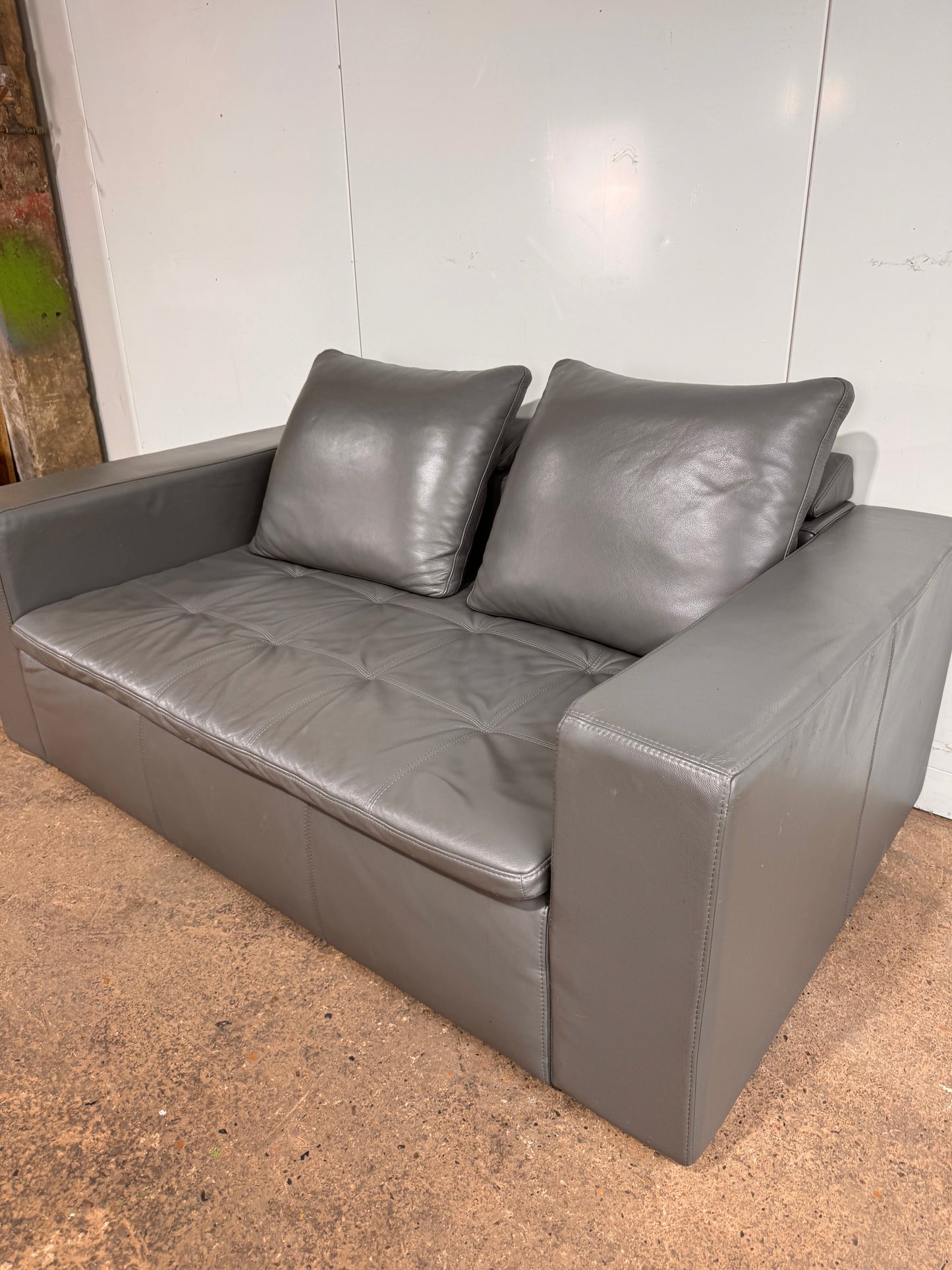 BoConcept Mezzo Grey Leather 2 Seater Sofa