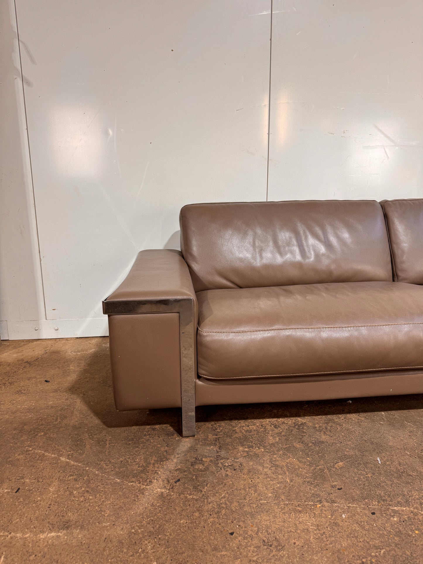 Roche Bobois Beige Leather Sofa