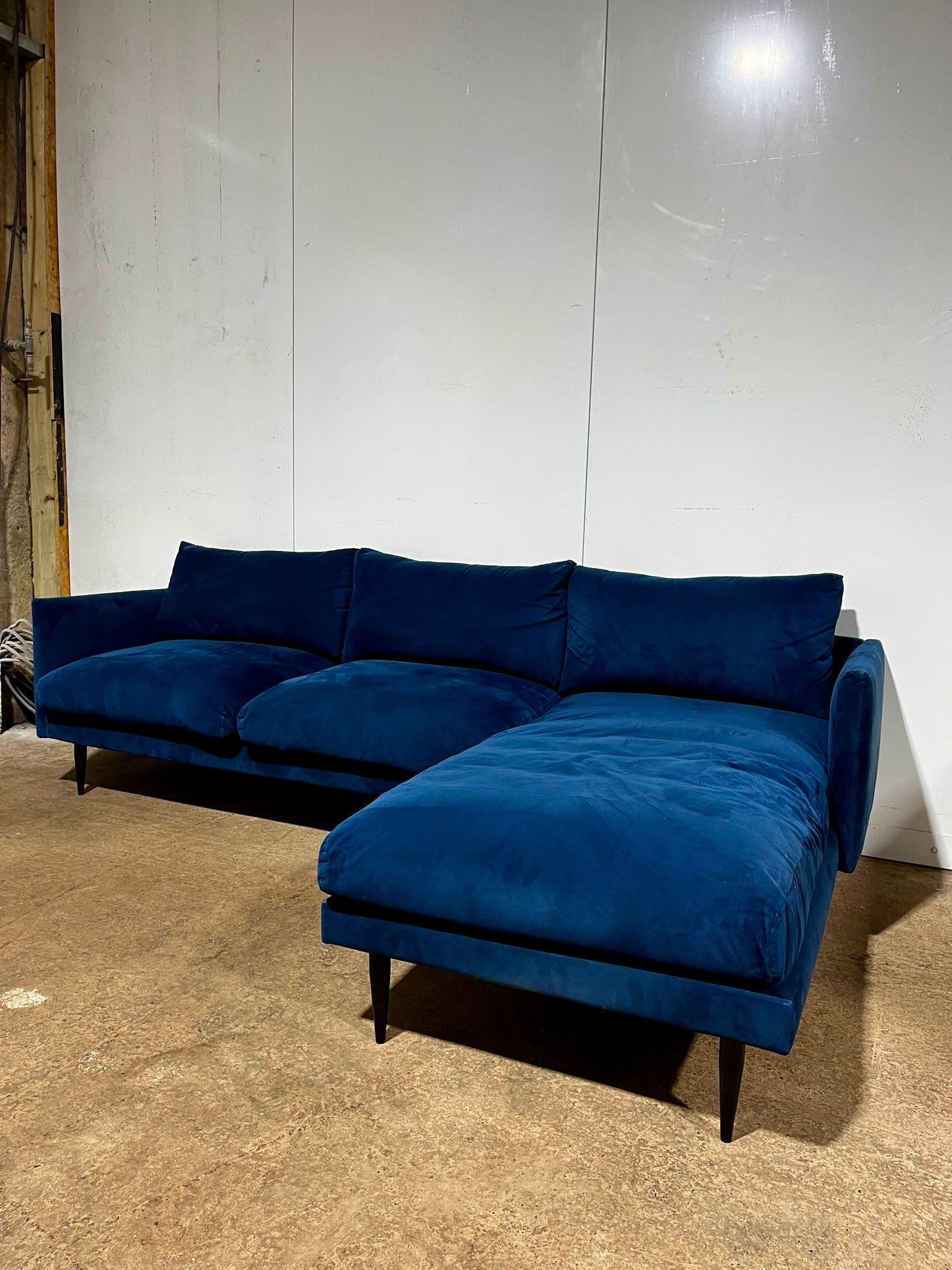 Blue Velvet L Shape Sofa