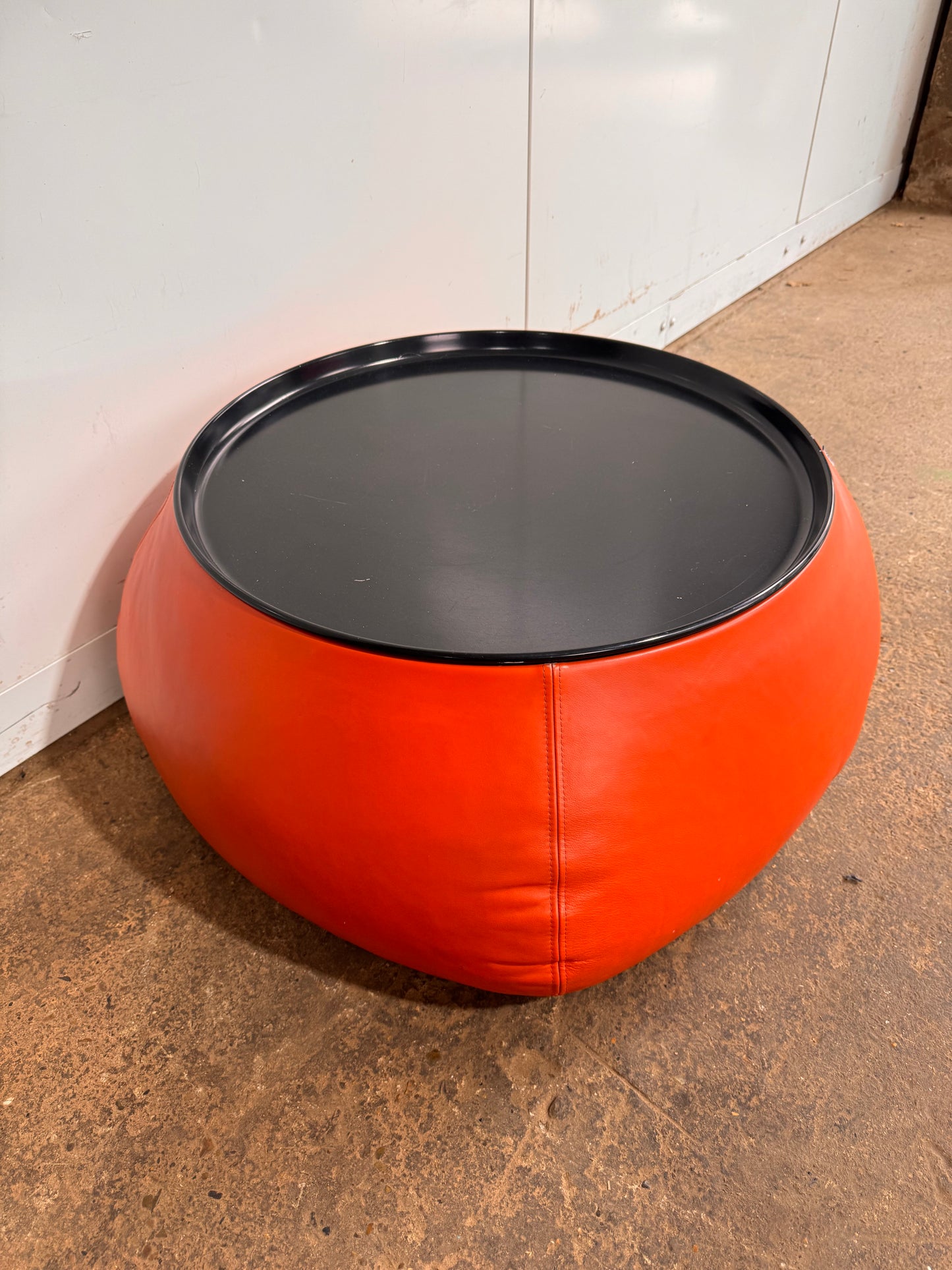 B&B Italia Fat-Fat Orange Leather Coffee Table By Patricia Urquiola