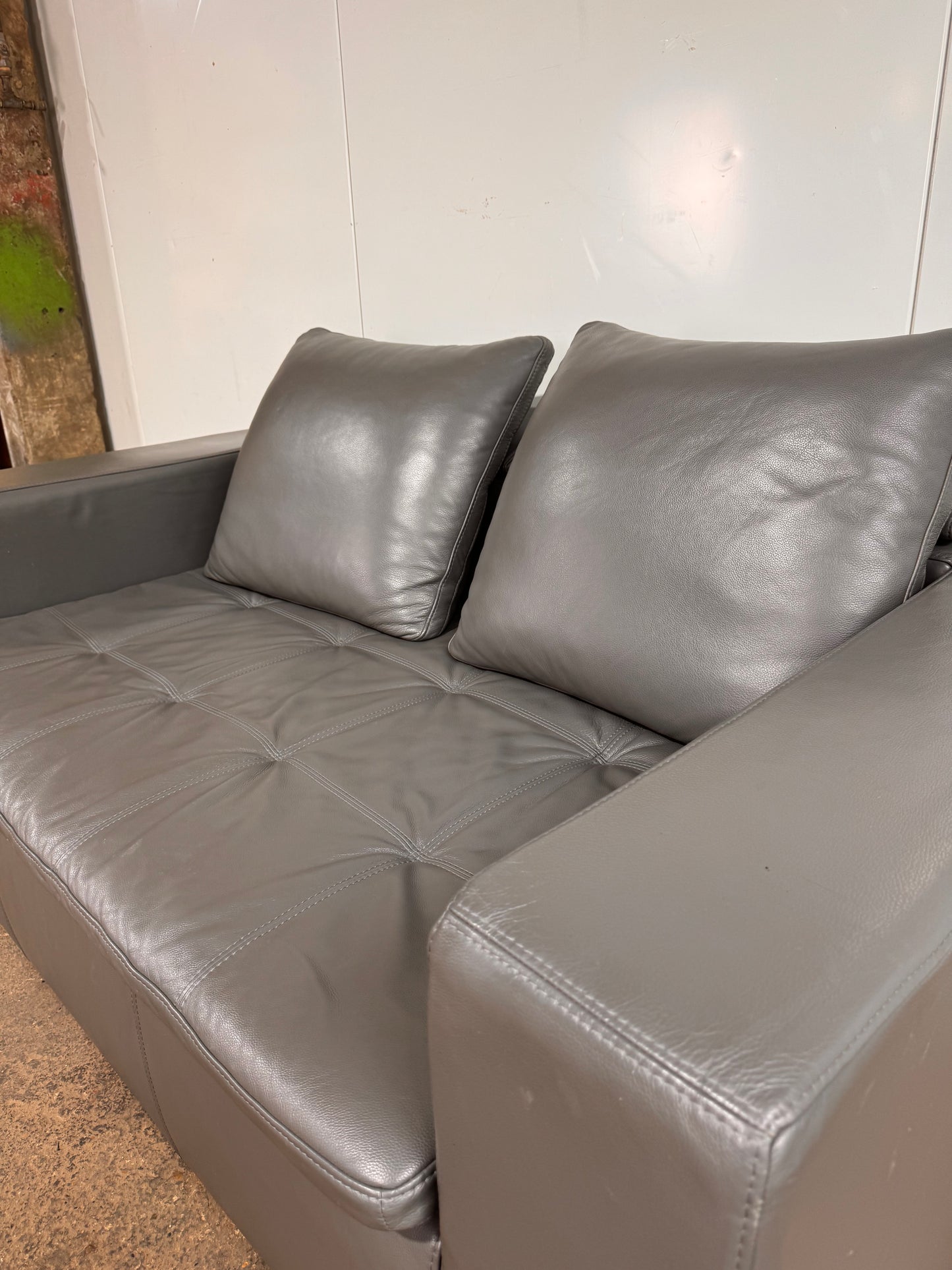 BoConcept Mezzo Grey Leather 2 Seater Sofa