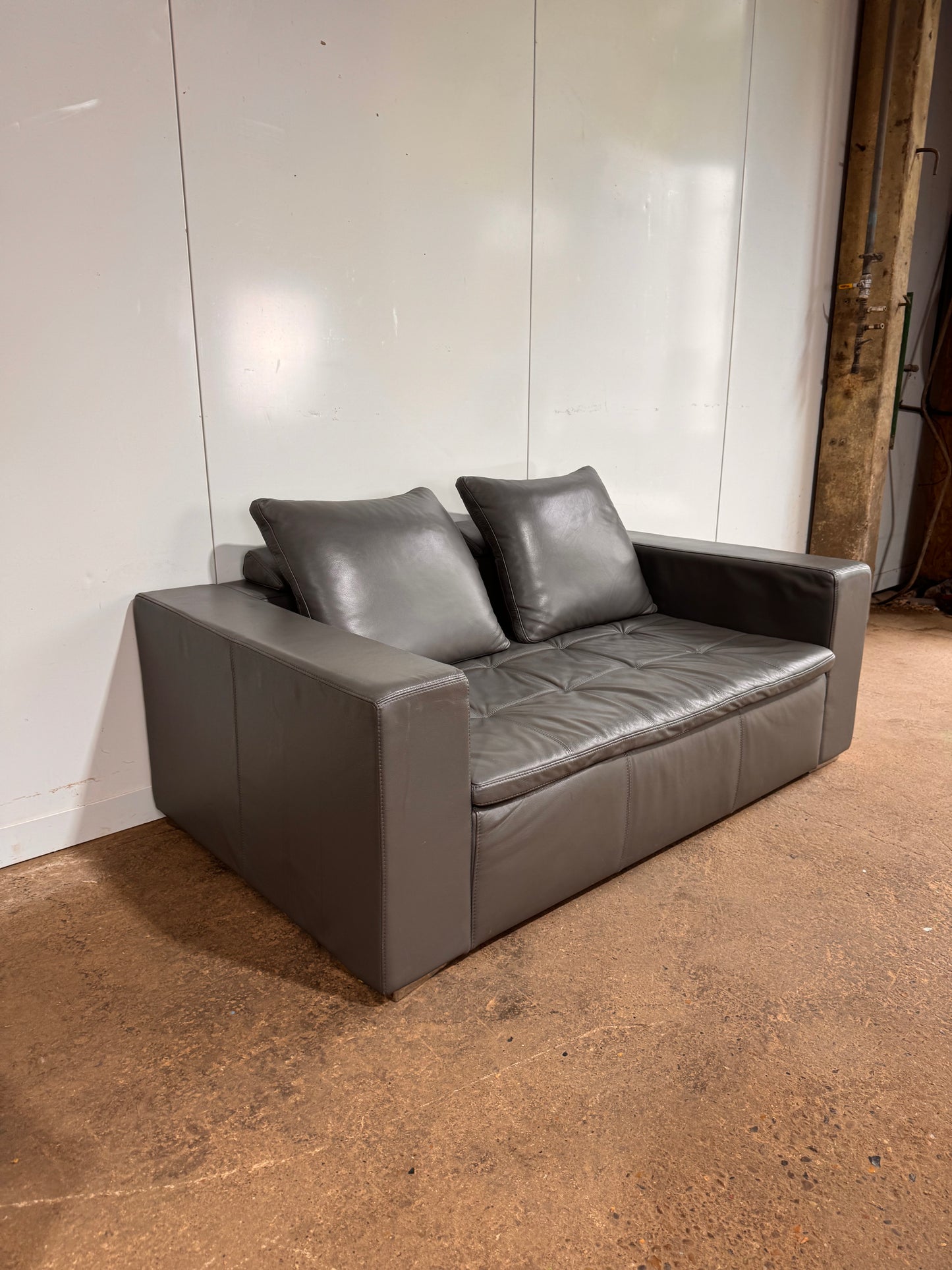 BoConcept Mezzo Grey Leather 2 Seater Sofa