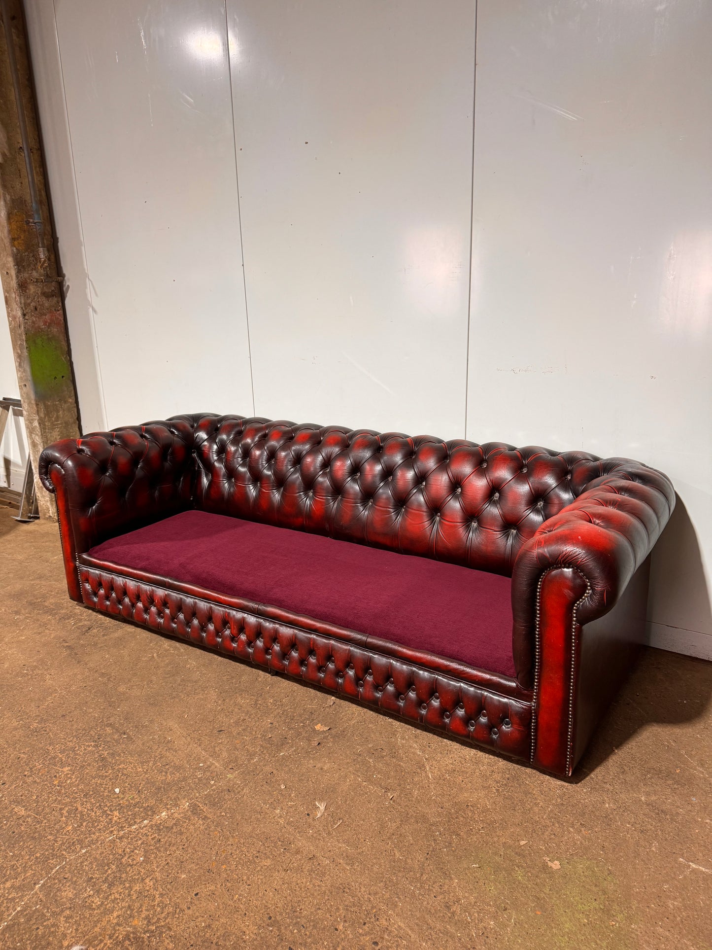 Original 80’s Chesterfield Sofa Oxblood Red