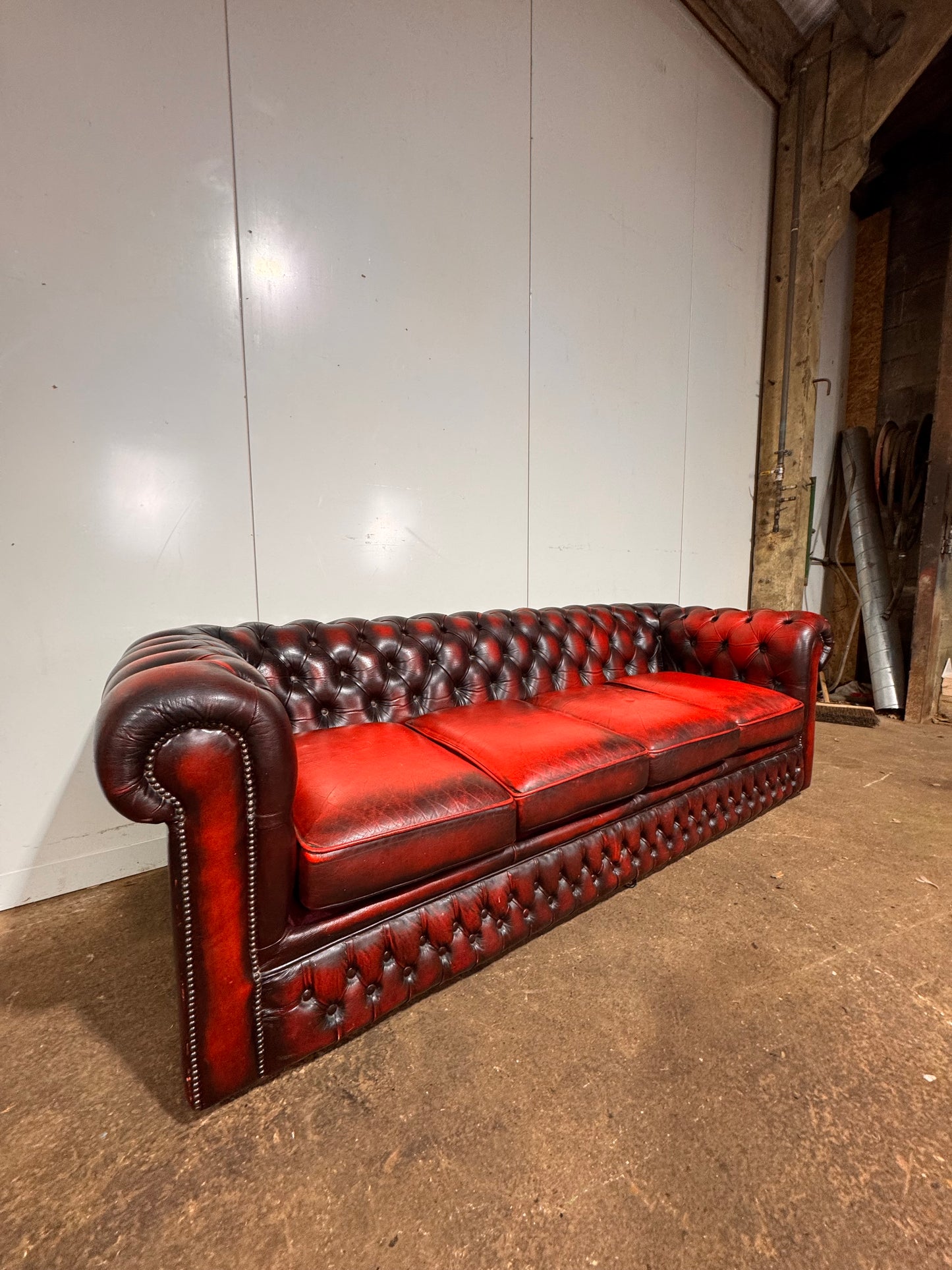 Original 80’s Chesterfield Sofa Oxblood Red