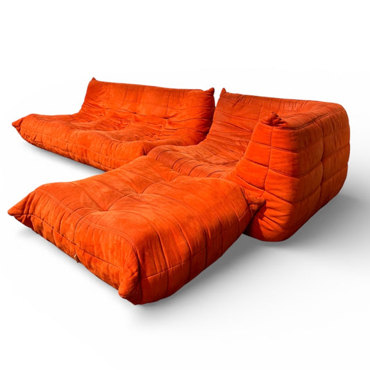 Ligne Roset Orange Togo Sofa 3 Piece Set