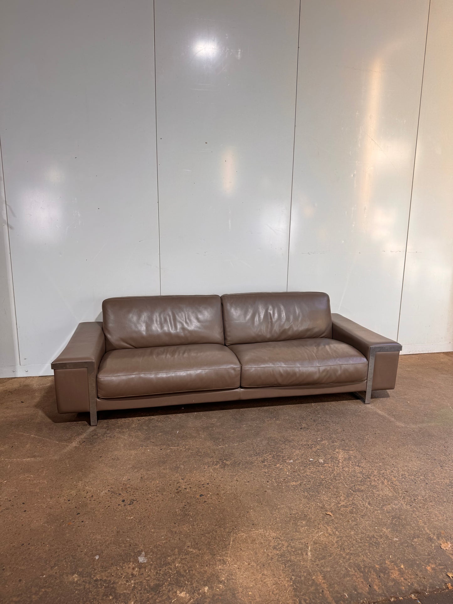 Roche Bobois Beige Leather Sofa