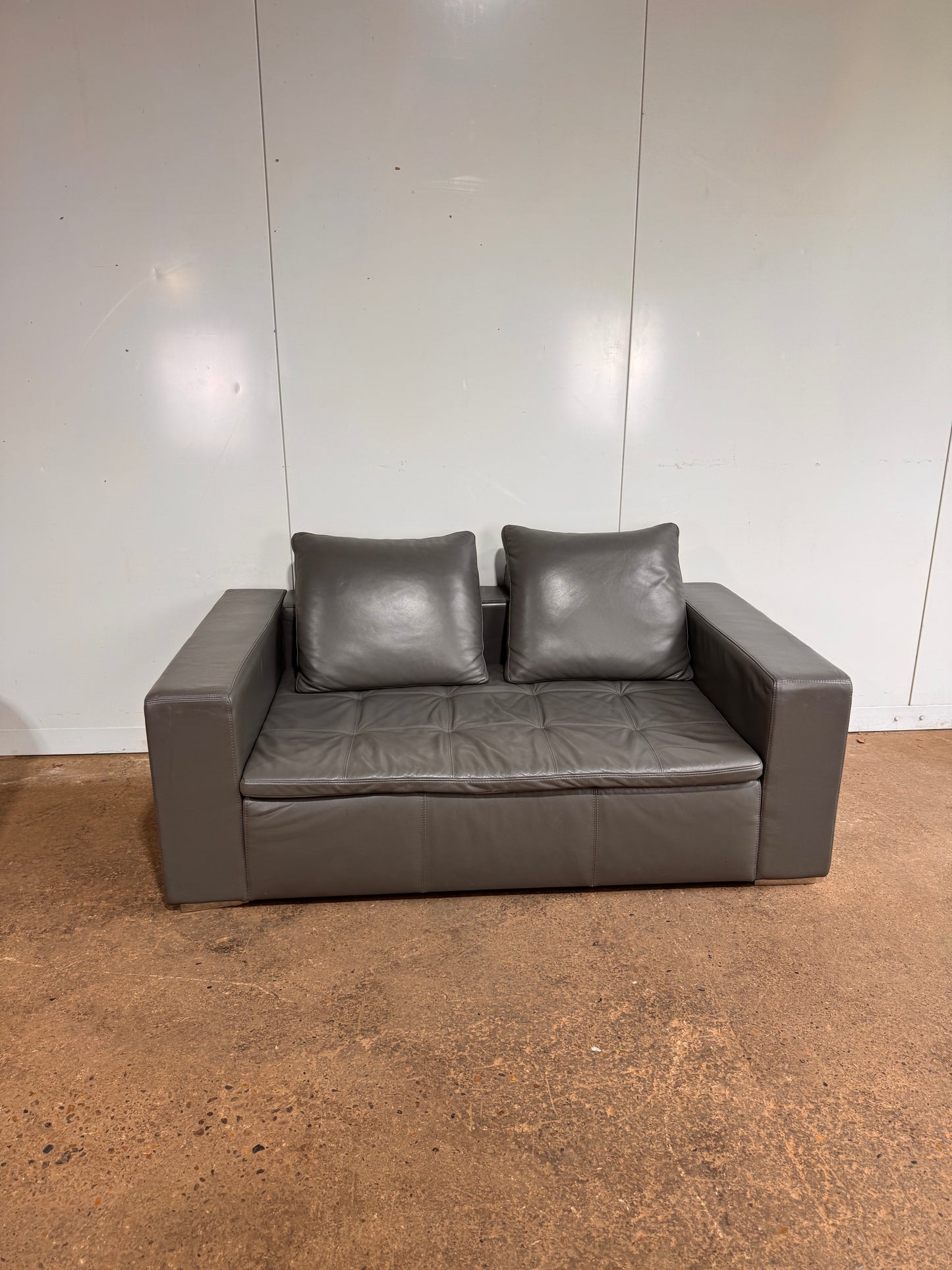 BoConcept Mezzo Grey Leather 2 Seater Sofa