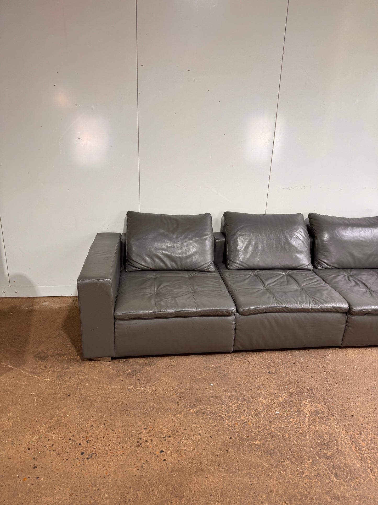BoConcept Mezzo Grey Leather 4 Seater Sofa
