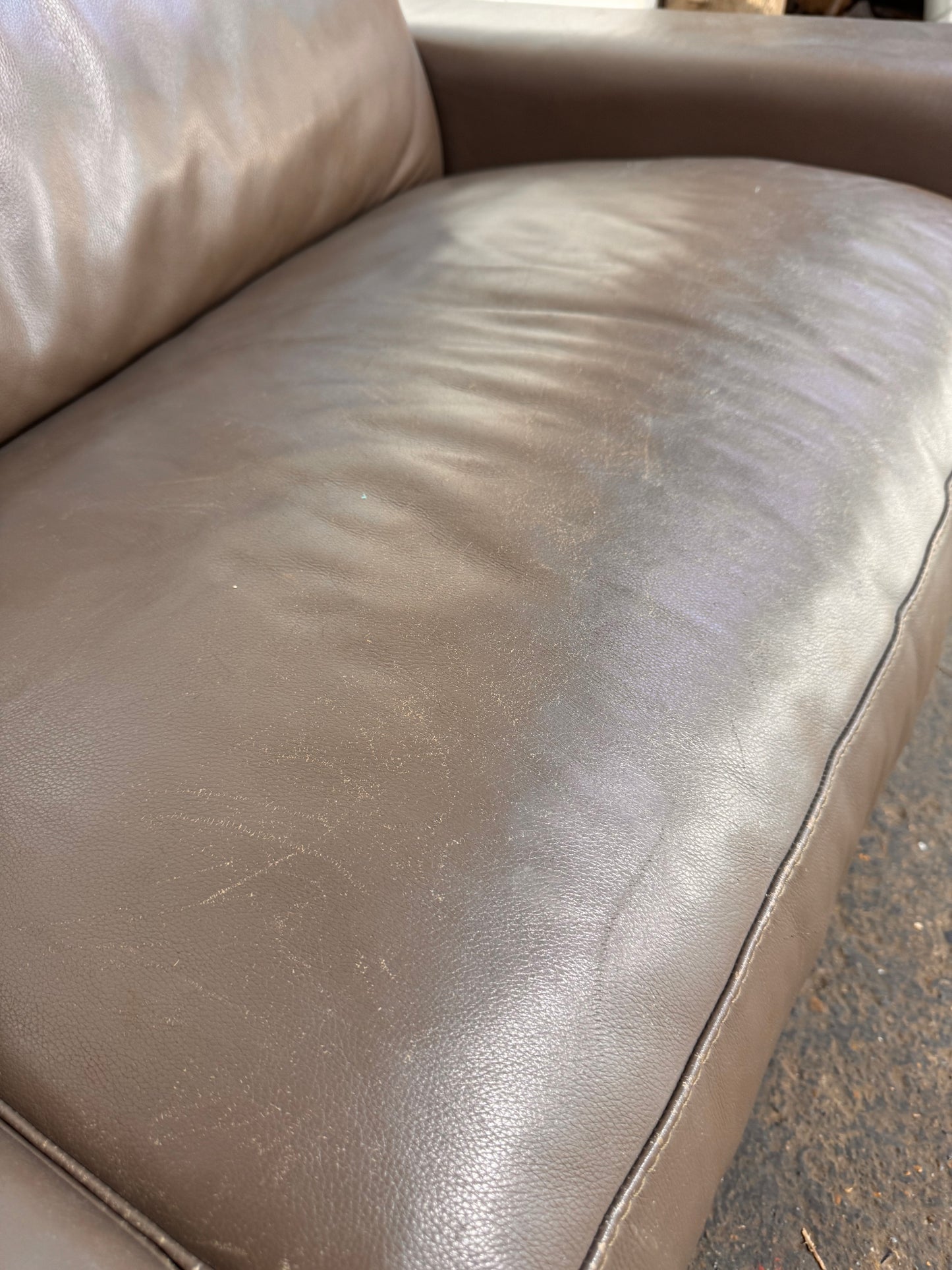 Roche Bobois Beige Leather Sofa