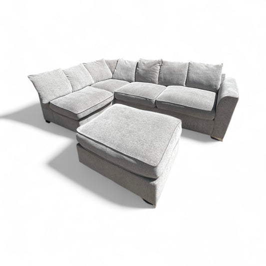 Furniture Village Grey L Shape Sofa & Footstool