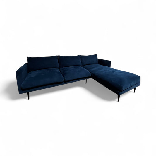 Blue Velvet L Shape Sofa