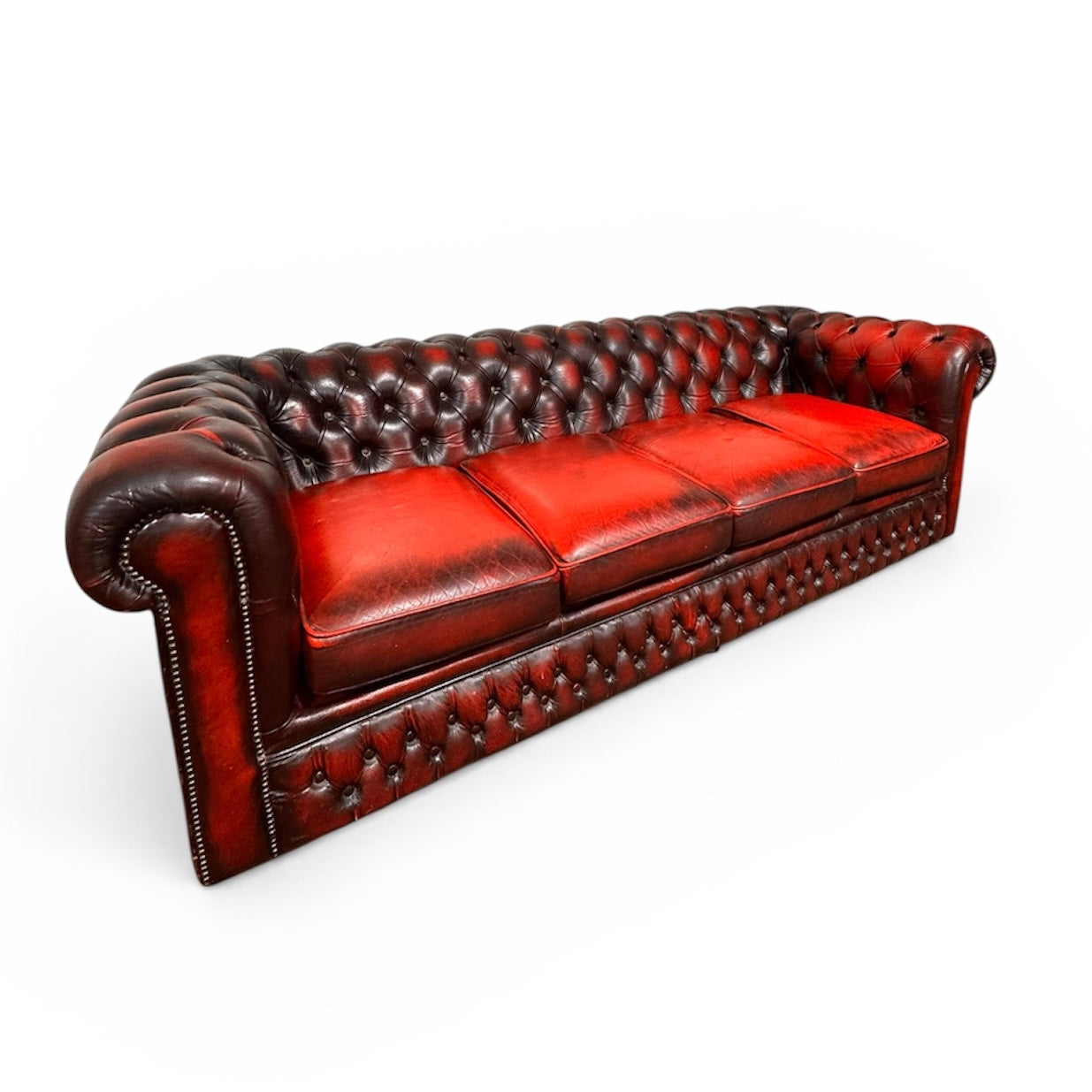 Original 80’s Chesterfield Sofa Oxblood Red
