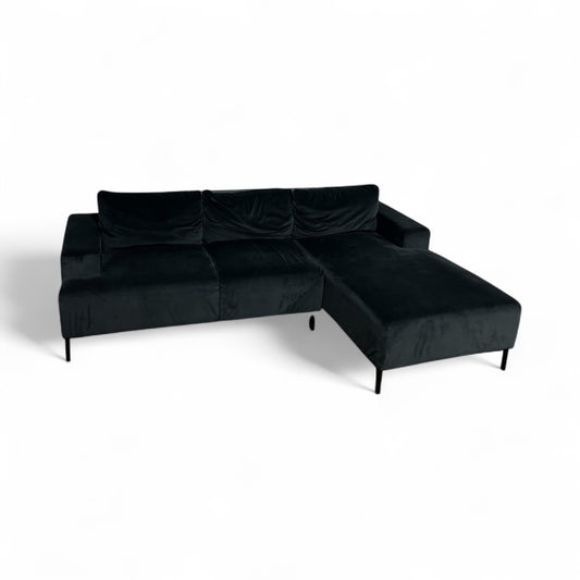 Made.com Fredrik Black Velvet L Shape Sofa