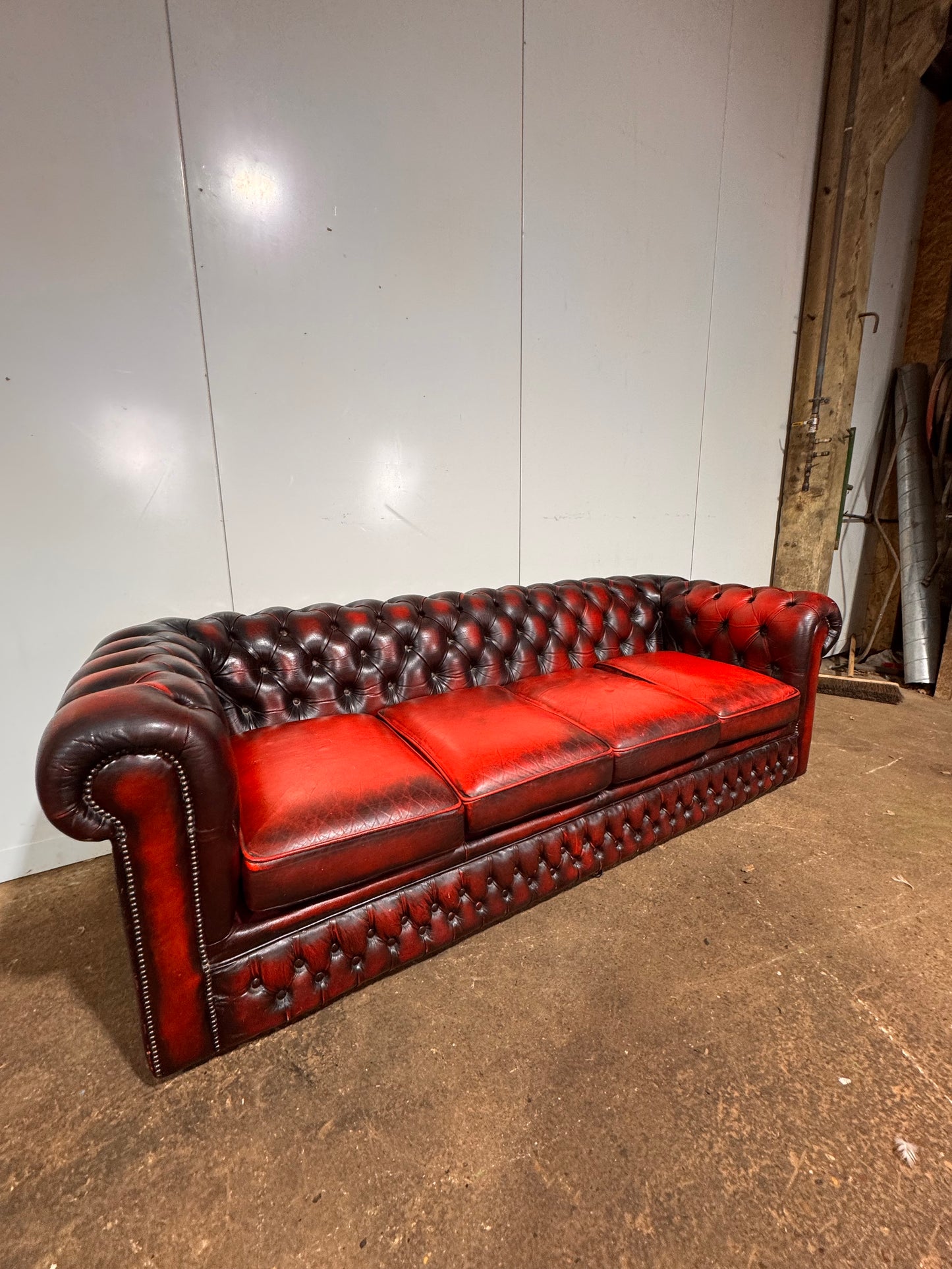 Original 80’s Chesterfield Sofa Oxblood Red