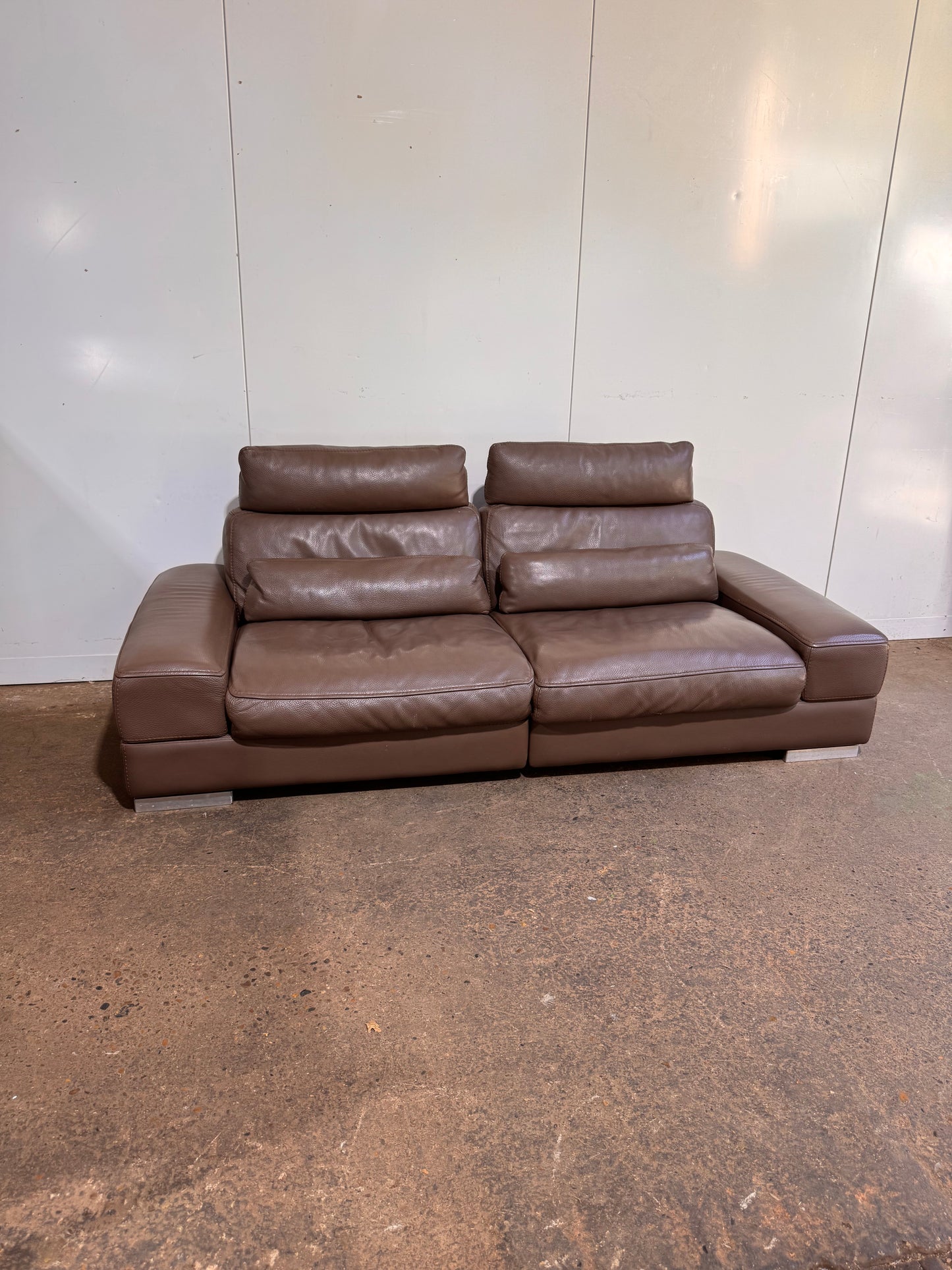 Roche Bobois Brown Leather 3 Seater Sofa