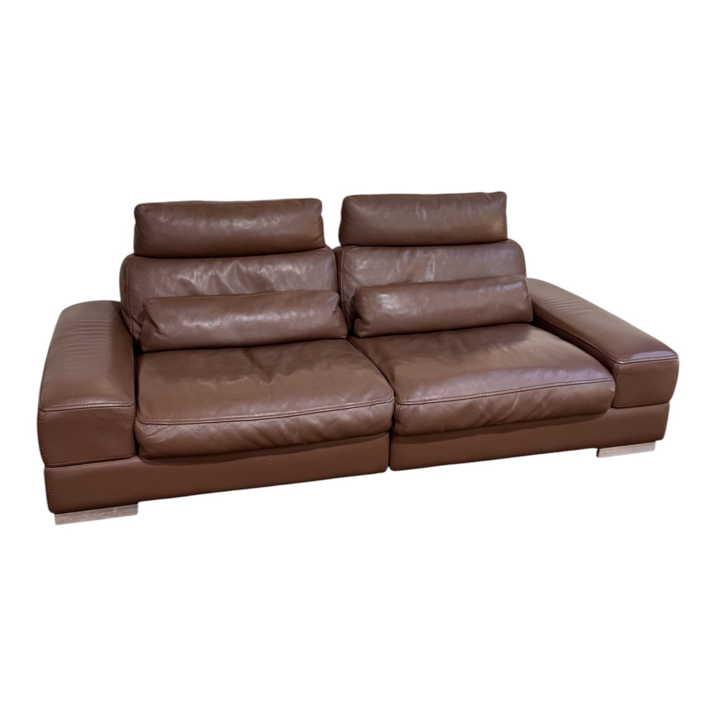 Roche Bobois Brown Leather 3 Seater Sofa