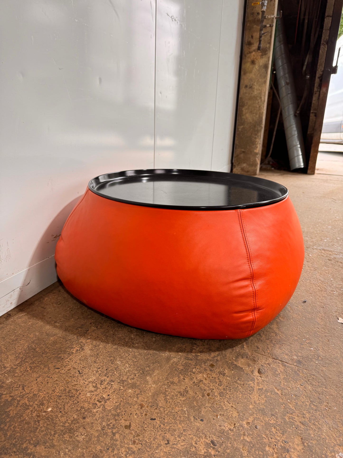 B&B Italia Fat-Fat Orange Leather Coffee Table By Patricia Urquiola