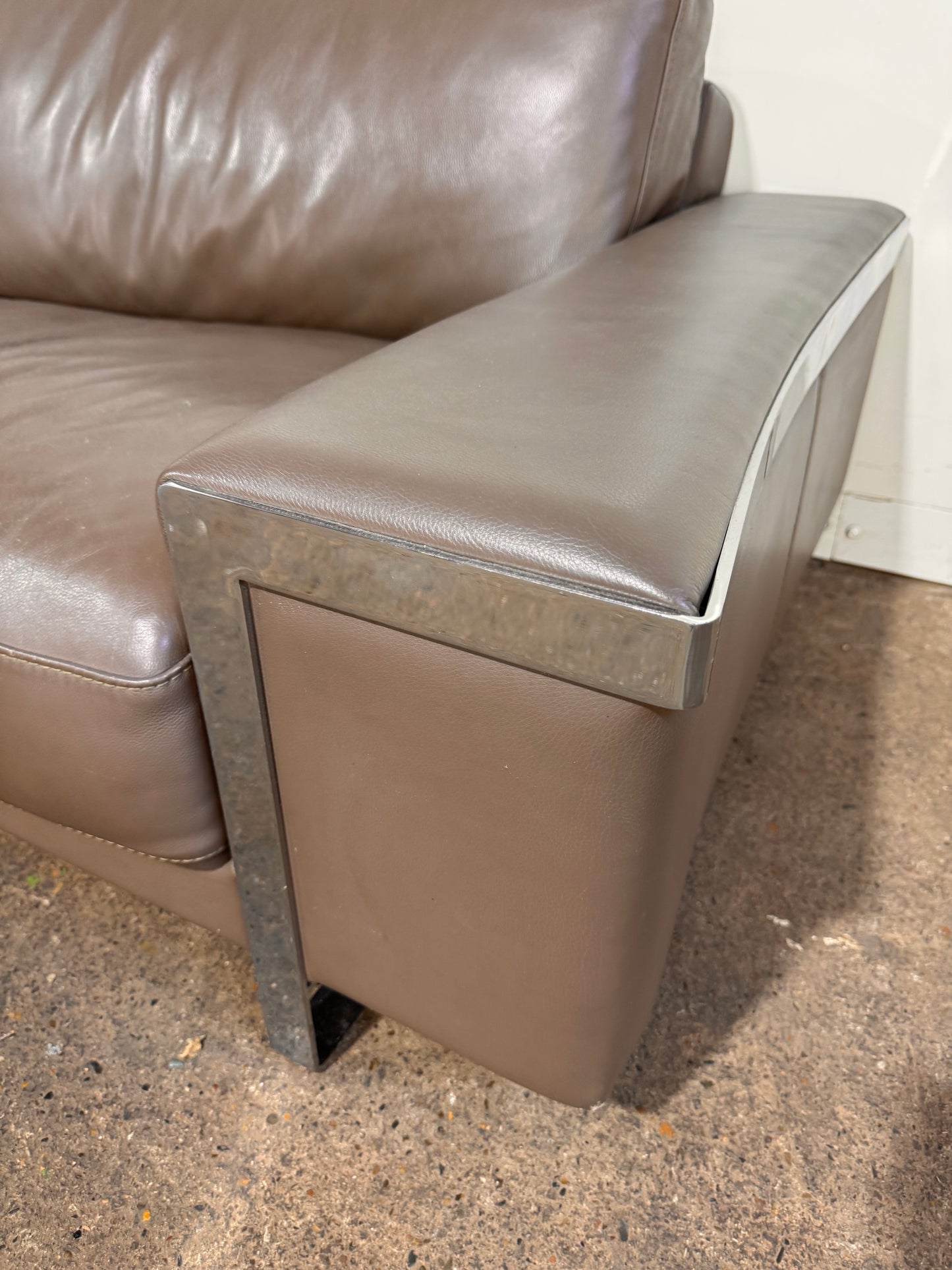 Roche Bobois Beige Leather Sofa