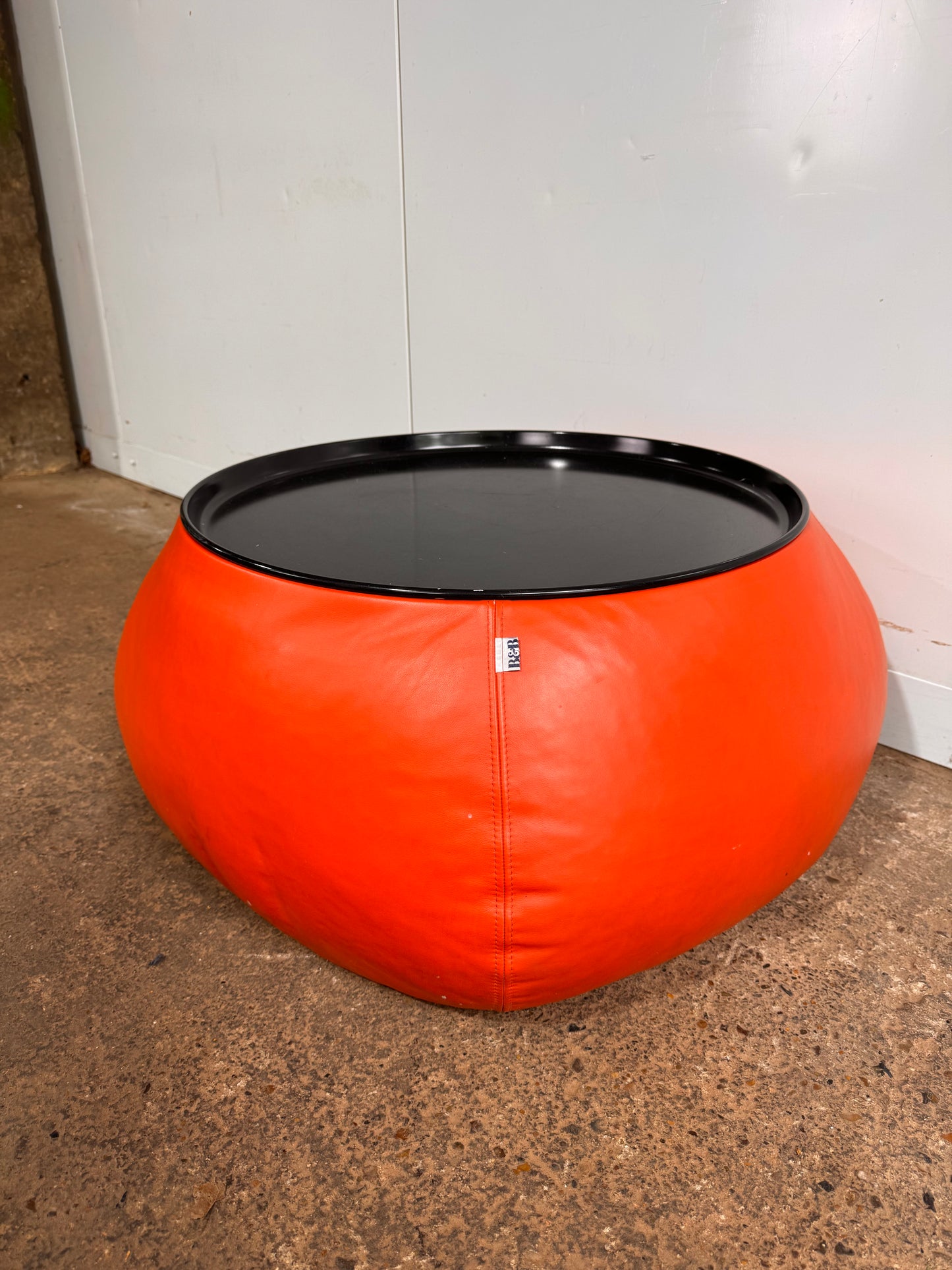 B&B Italia Fat-Fat Orange Leather Coffee Table By Patricia Urquiola