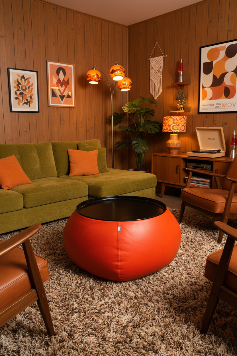 B&B Italia Fat-Fat Orange Leather Coffee Table By Patricia Urquiola