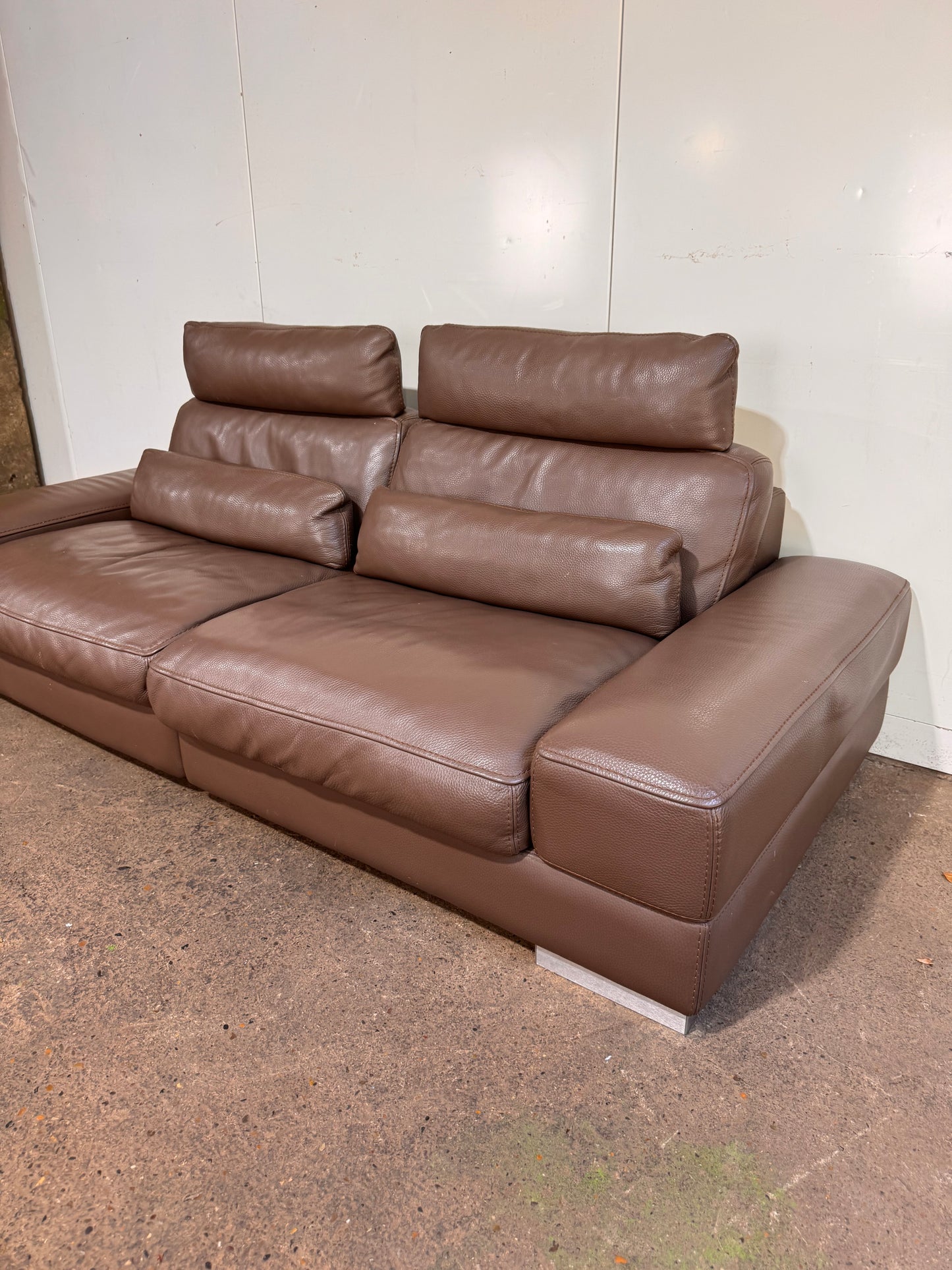 Roche Bobois Brown Leather 3 Seater Sofa