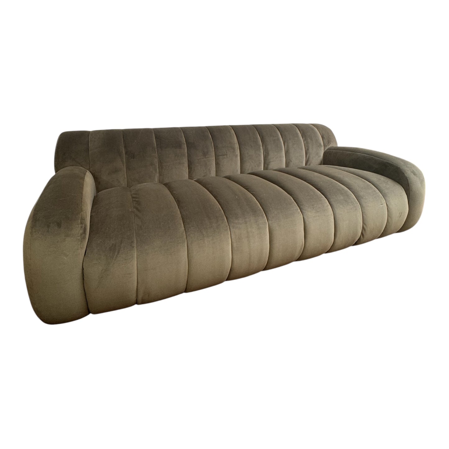Green Velvet Ridged Coste Sofa