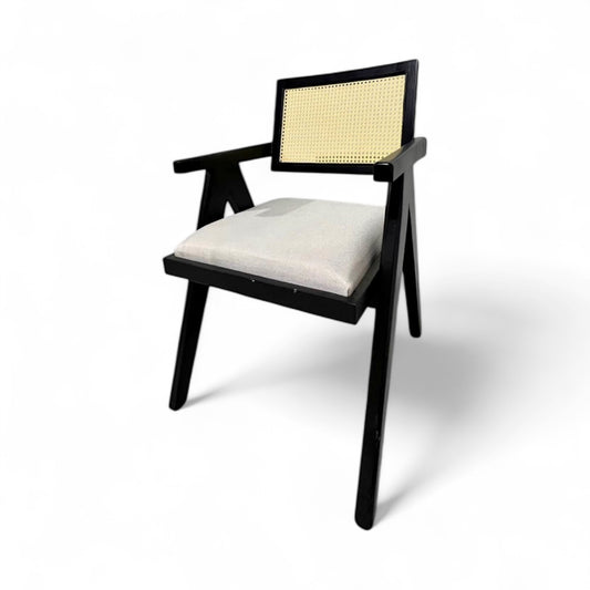 Black Wooden Frame Rattan Chair
