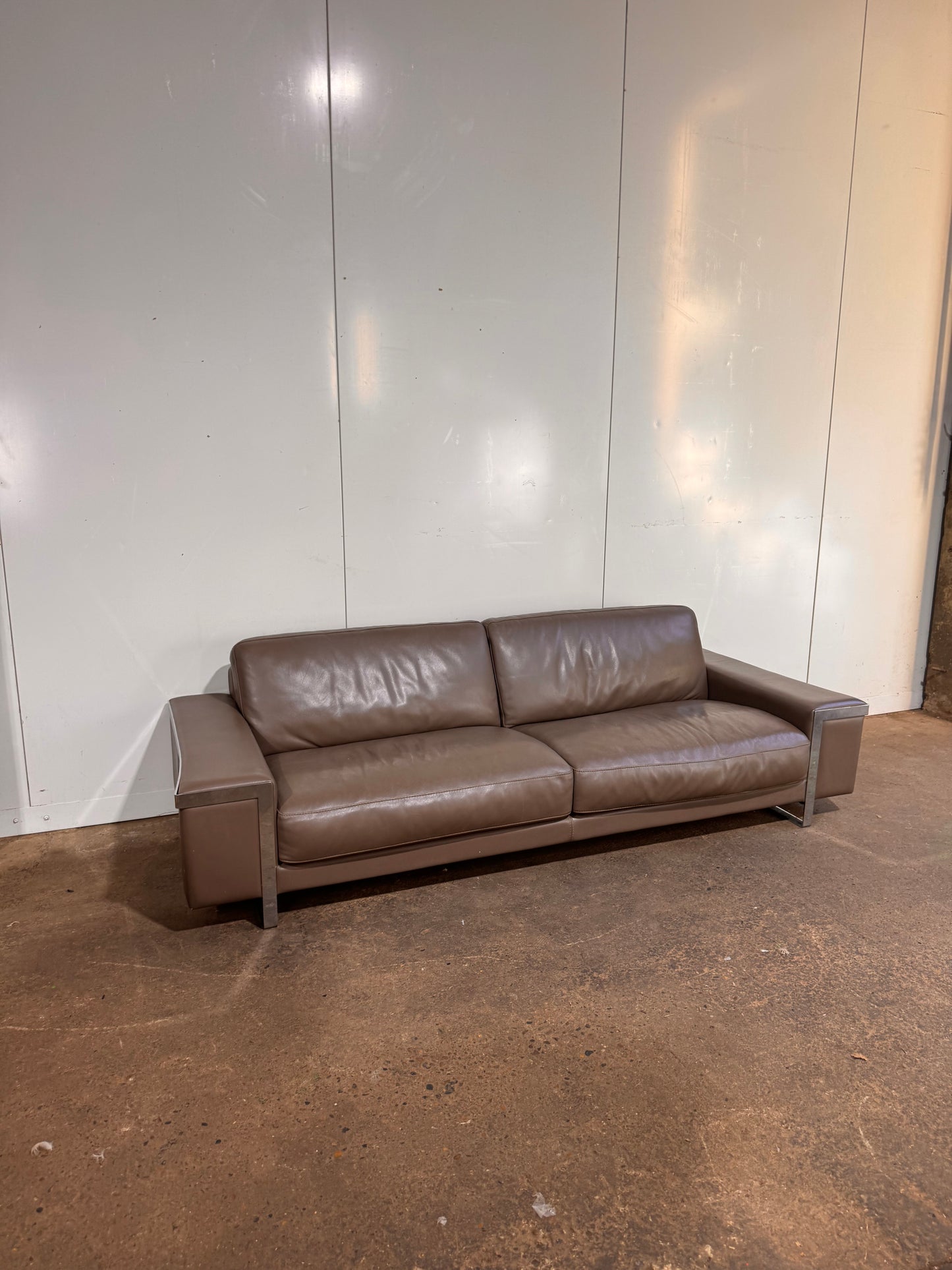 Roche Bobois Beige Leather Sofa