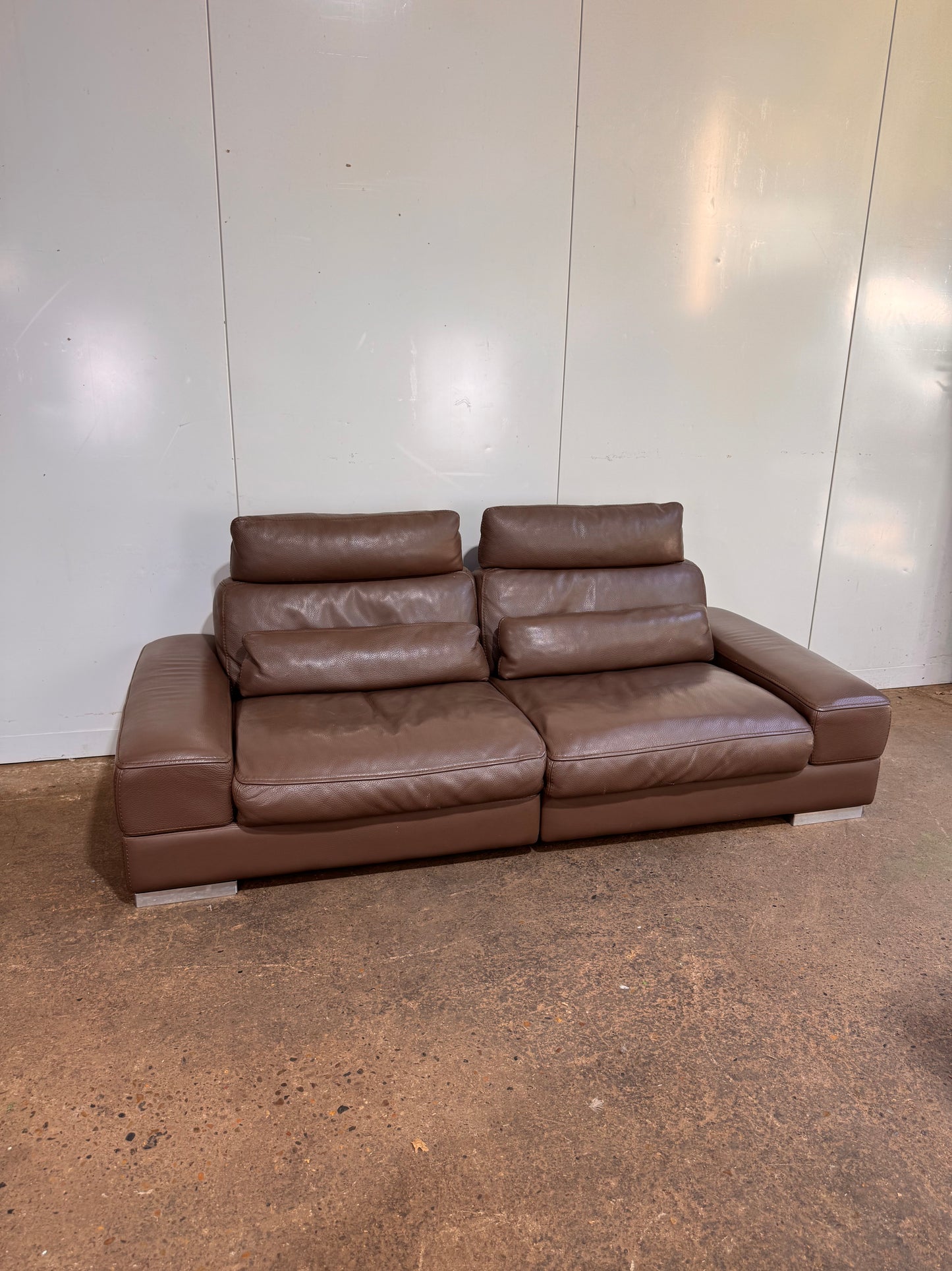 Roche Bobois Brown Leather 3 Seater Sofa