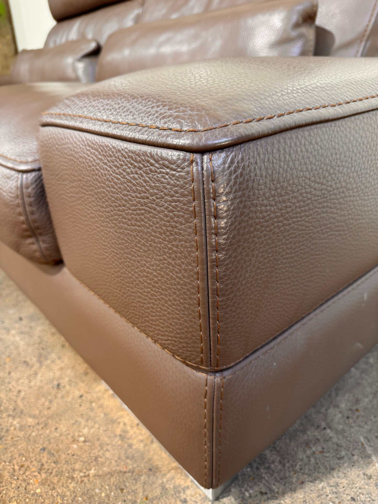Roche Bobois Brown Leather 3 Seater Sofa